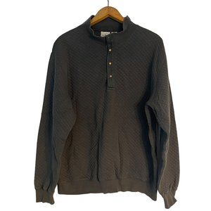VTG L.L. Bean Men's Quilted Pullover Sweater Quarter Button Gray Size Large
